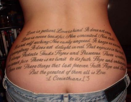 Text Lower Back Tattoo